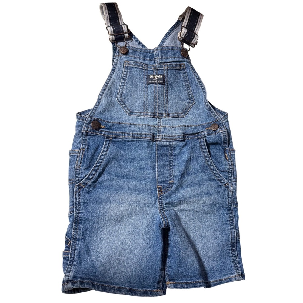 Oshkosh Bgosh Navy Strap Shortalls Overalls Boy 4T denim Cotton retro summer